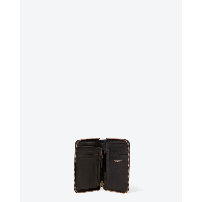 Portefeuille Julien Jérôme Dreyfuss en cuir noir. Vue ouvert. 