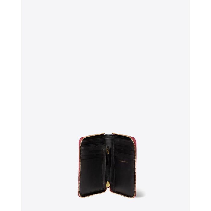 Portefeuille Julien Jérôme Dreyfuss en cuir ruby rouge. Ouvert
