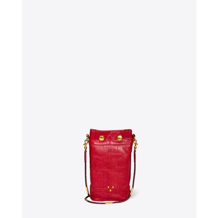 Sac Ben Mini S Jérôme Dreyfuss en cuir rouge. Vue face.