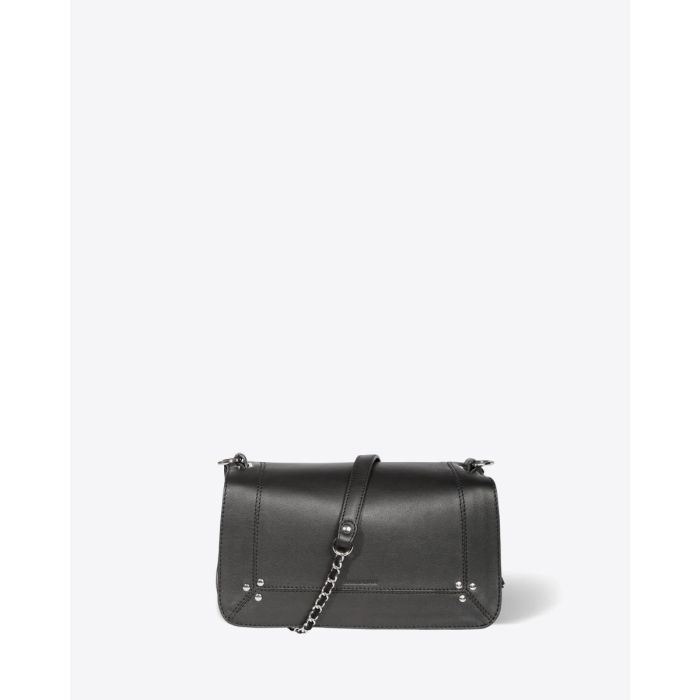 Sac Bobi Jérôme Dreyfuss en agneau noir finition silver. 