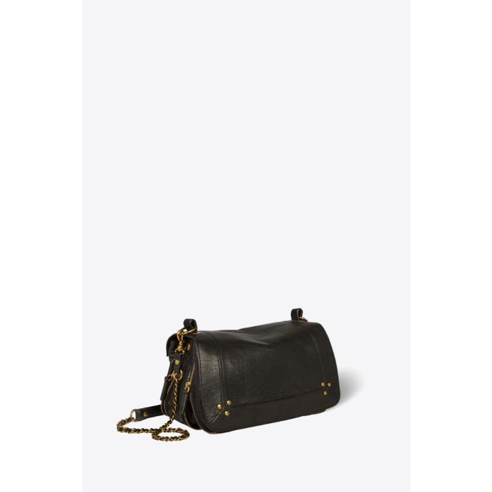 Sac Bobi Jérôme Dreyfuss en cuir de chèvre noir. Vue de profil.