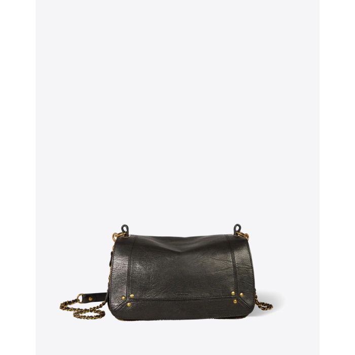 Sac Bobi Jérôme Dreyfuss en cuir de chèvre noir. Vue de face.