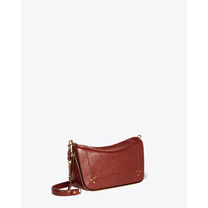 Petit sac Bobi S Jérôme Dreyfuss en cuir bordeaux. Vue profil.