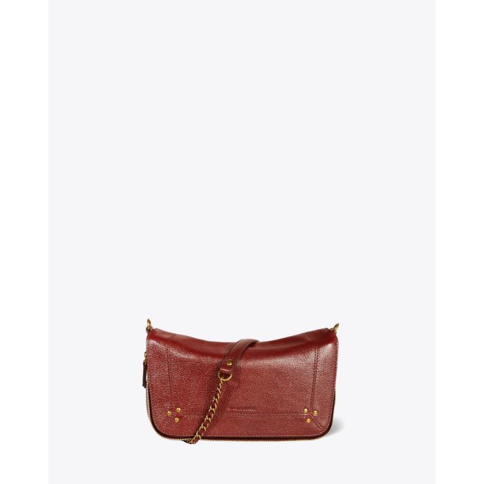 Petit sac Bobi S Jérôme Dreyfuss en cuir bordeaux. Vue face. 
