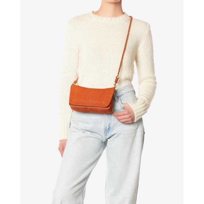 Sac Bobi S Jérôme Dreyfuss en cuir taurillon Opium porté crossbody.