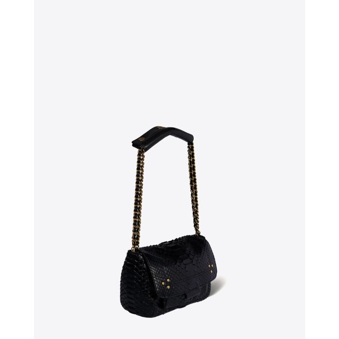 Sac Lulu S python noir Jérôme Dreyfuss. Vue profil. 