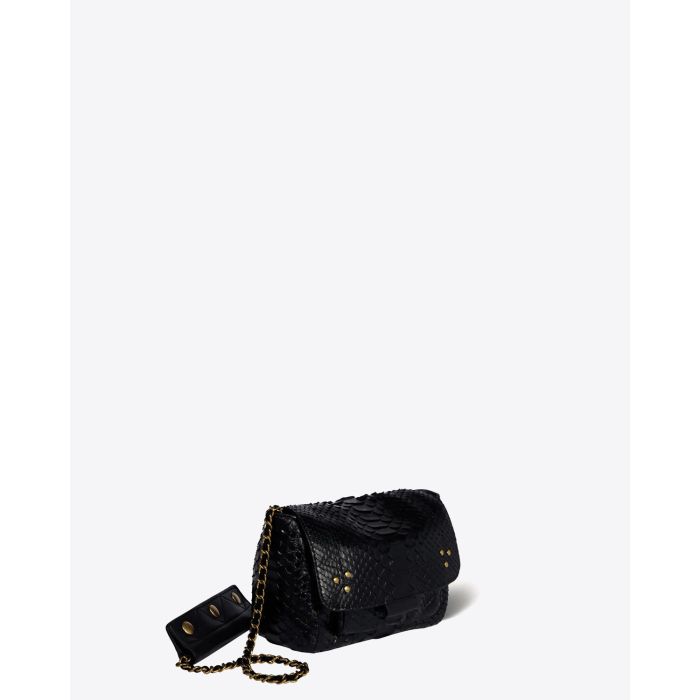 Sac Lulu S python noir Jérôme Dreyfuss. Vue profil. 