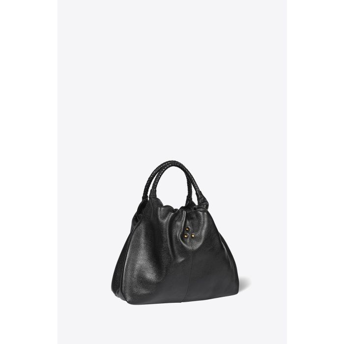 Sac Gordi M Jérôme Dreyfuss en cuir de buffle noir Brass. Profil.