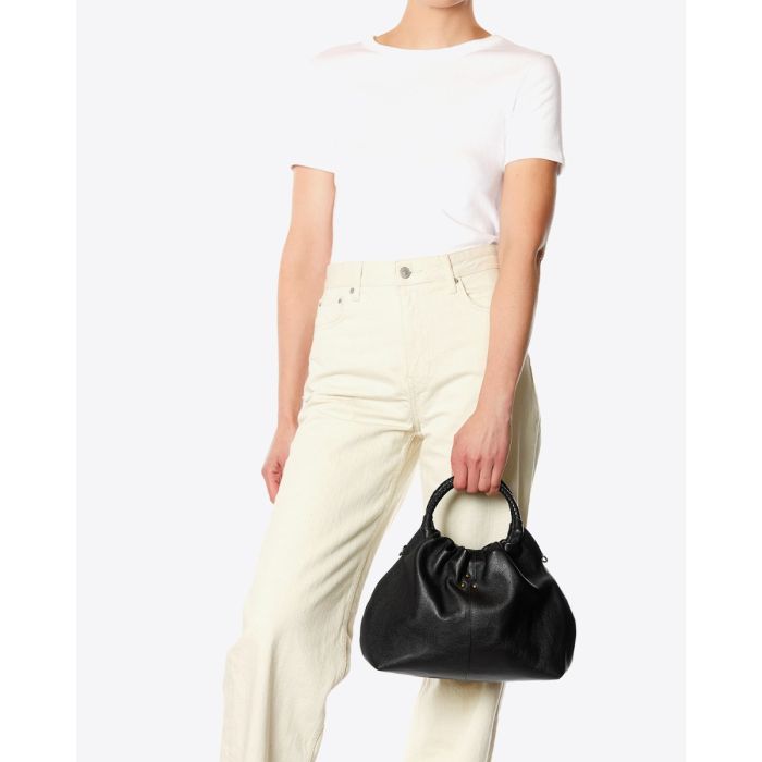 Sac Gordi M Jérôme Dreyfuss en cuir de buffle noir Brass porté main.