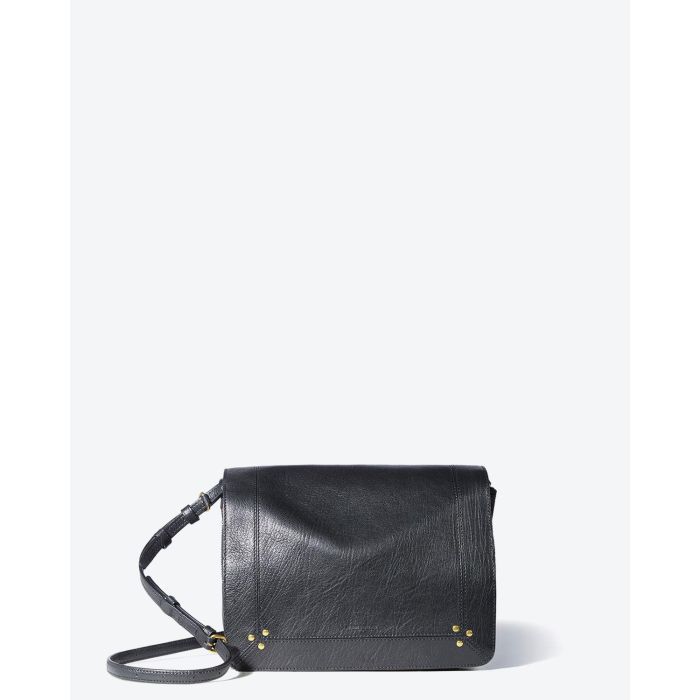 Sac bandoulière Igor Jérôme Dreyfuss en cuir chèvre noir.