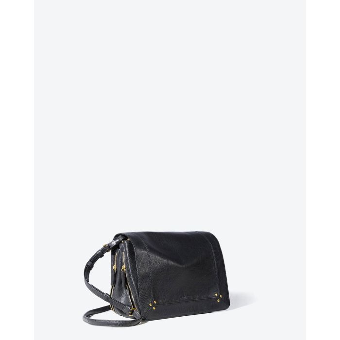Sac bandoulière Igor Jérôme Dreyfuss en cuir chèvre noir.