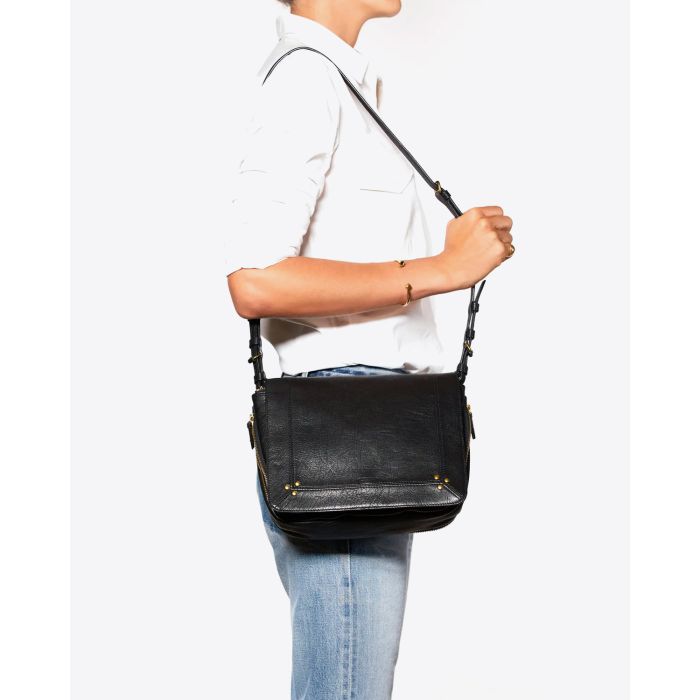 Sac bandoulière Igor Jérôme Dreyfuss en cuir chèvre noir.