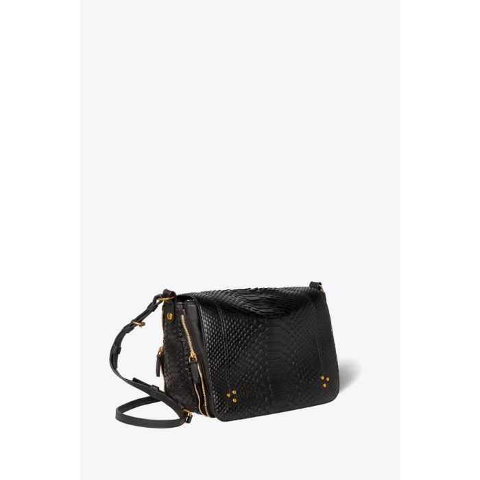 Sac Igor Jérôme Dreyfuss en python noir. Vue de profil.