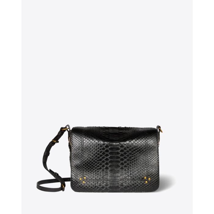 Sac Igor Jérôme Dreyfuss en python noir. Vue de face.