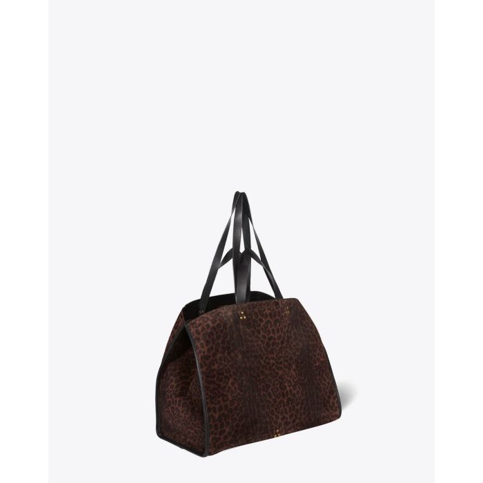 Sac Cabas Leon L Jérôme Dreyfuss en cuir suédé léopard naturel. 