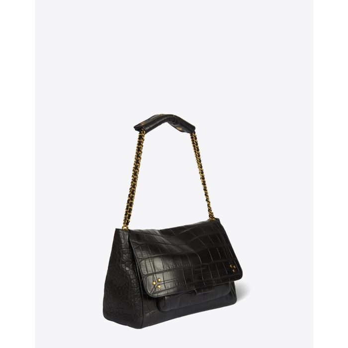 Jérôme Dreyfuss Sac Lulu L – Cuir Vachette Croco Noir