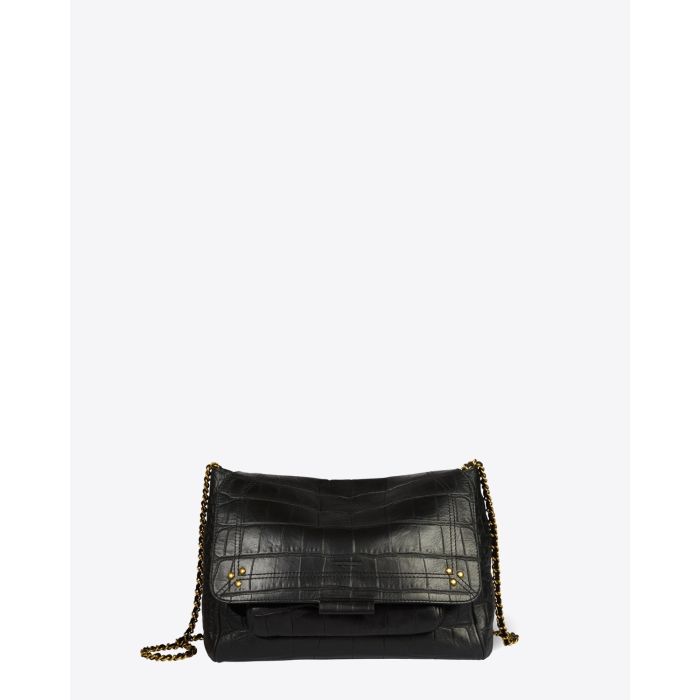 Jérôme Dreyfuss Sac Lulu L – Cuir Vachette Croco Noir