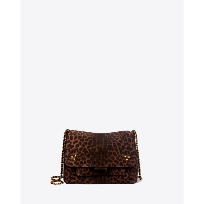 Jérôme Dreyfuss Sac Lulu M – Cuir Suédé Léopard Naturel