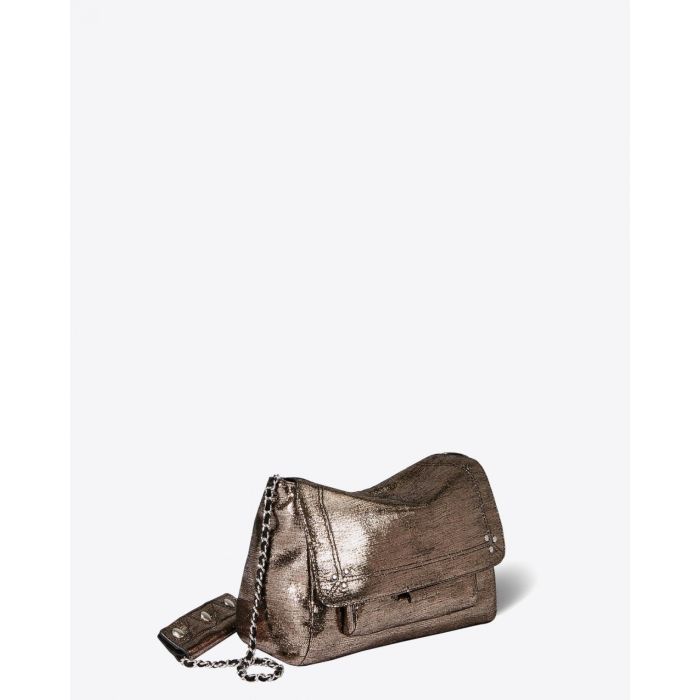 Sac Lulu M en cuir lamé champagne Jérôme Dreyfuss. Profil.