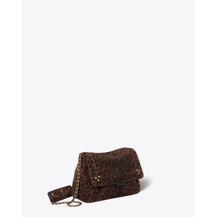 Sac Lulu M en cuir suédé léopard naturel Jérôme Dreyfuss. Profil.