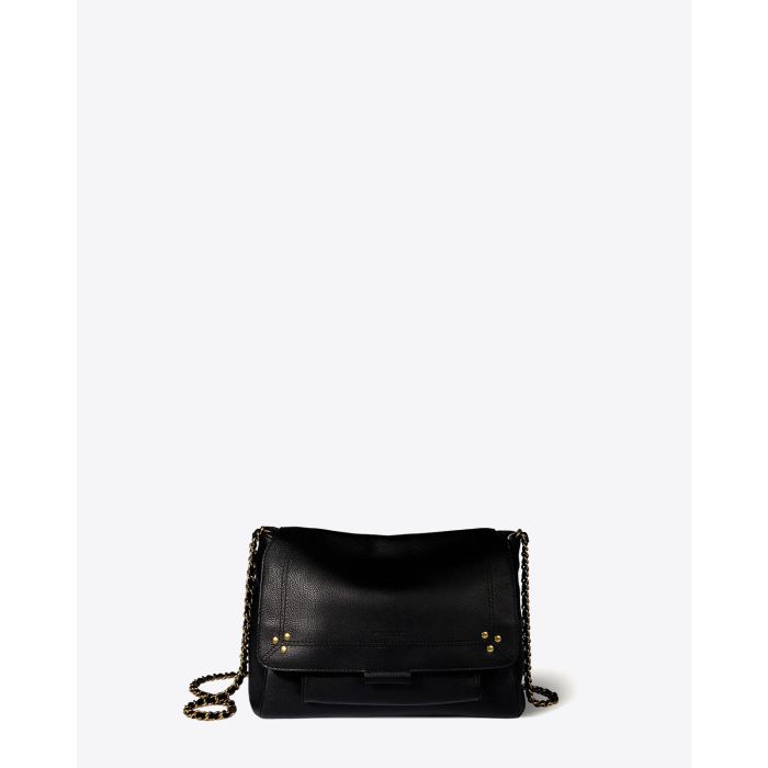 Sac Lulu M Jérôme Dreyfuss en cuir de veau noir. Vue face.