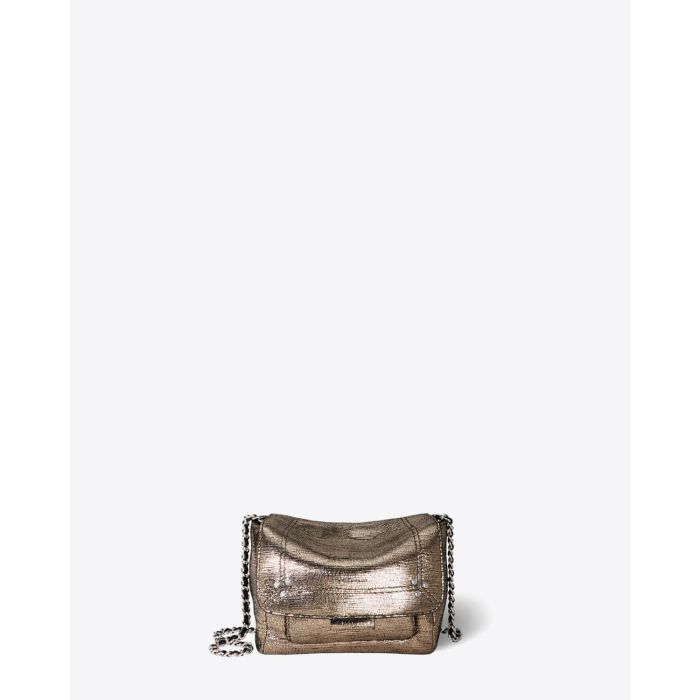 Jérôme Dreyfuss Sac Lulu S Cuir Lamé Champagne. Face.