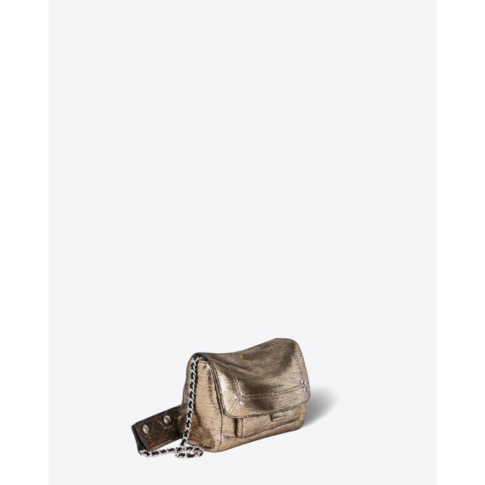 Jérôme Dreyfuss Sac Lulu S Cuir Lamé Champagne.