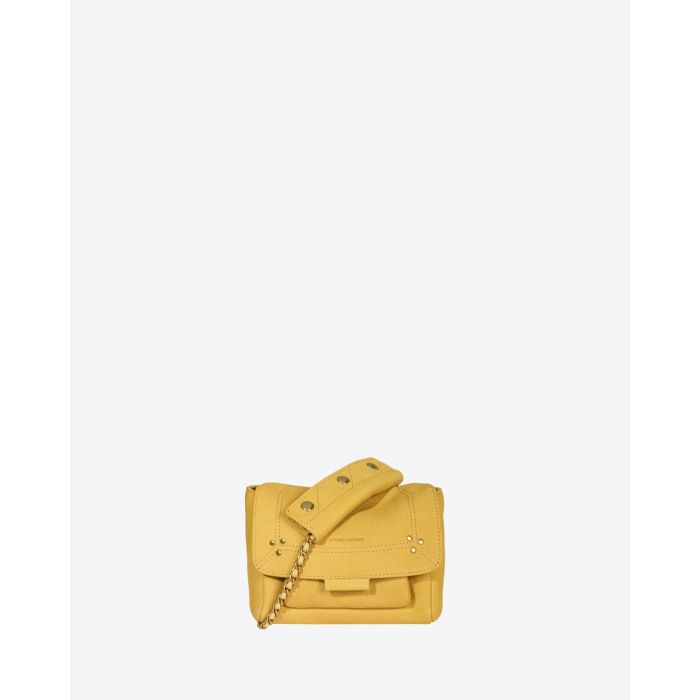 Petit Sac Lulu S Jérôme Dreyfuss en cuir suédé jaune. Vue face.