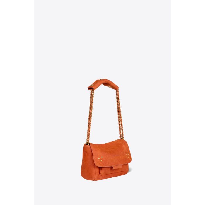 Sac Lulu S Jérôme Dreyfuss en cuir de taurillon effet croco opium. Vue de profil banfoulière raccourcie pour un porté-épaule ou main.