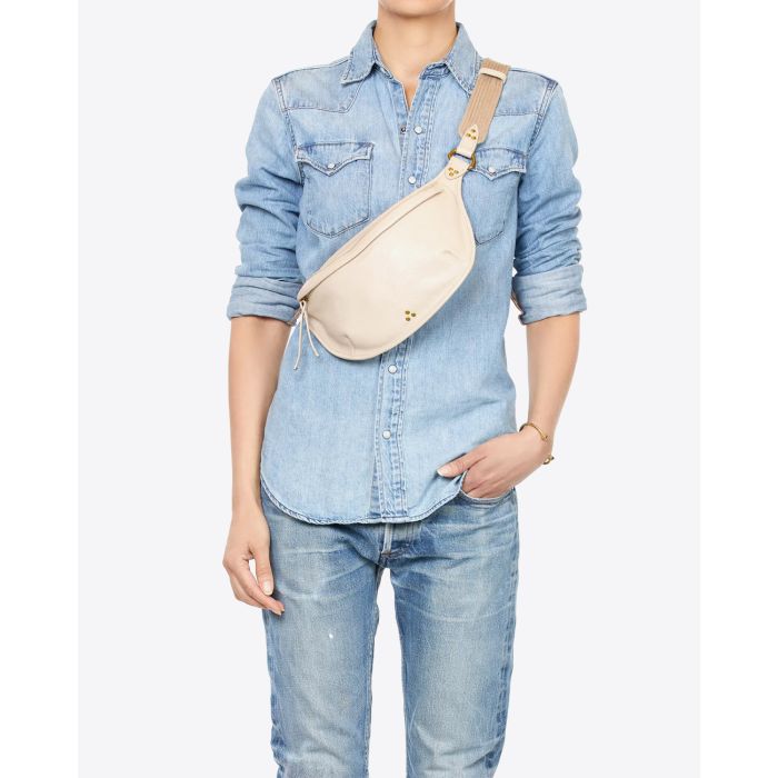 Jérôme Dreyfuss Sac Stan Banane – Cuir Ecru Grainé