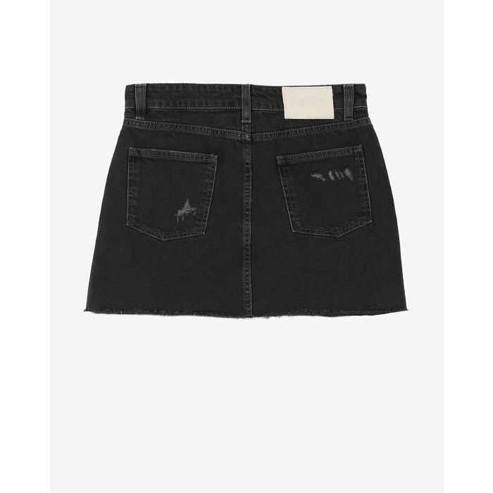 Minu Jupe en jean Mikuta en denim noir. Vue dos. 