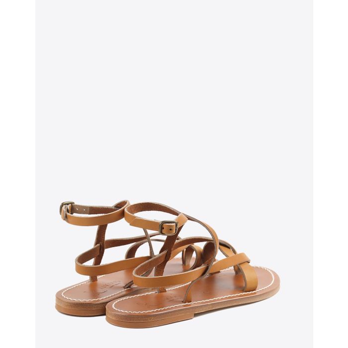Sandales plates Aubigne en cuir naturel K.Jacques. Dos. 