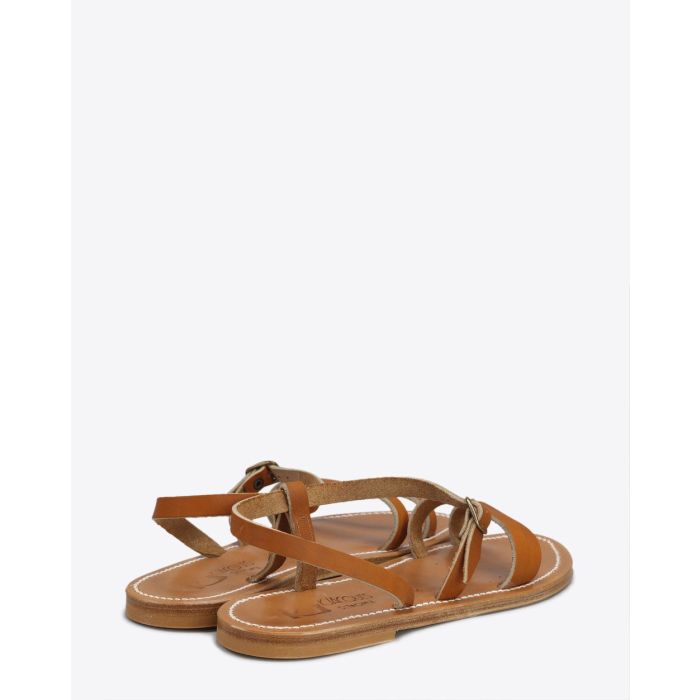 Sandales plates Erka en cuir naturel K.Jacques. Dos.
