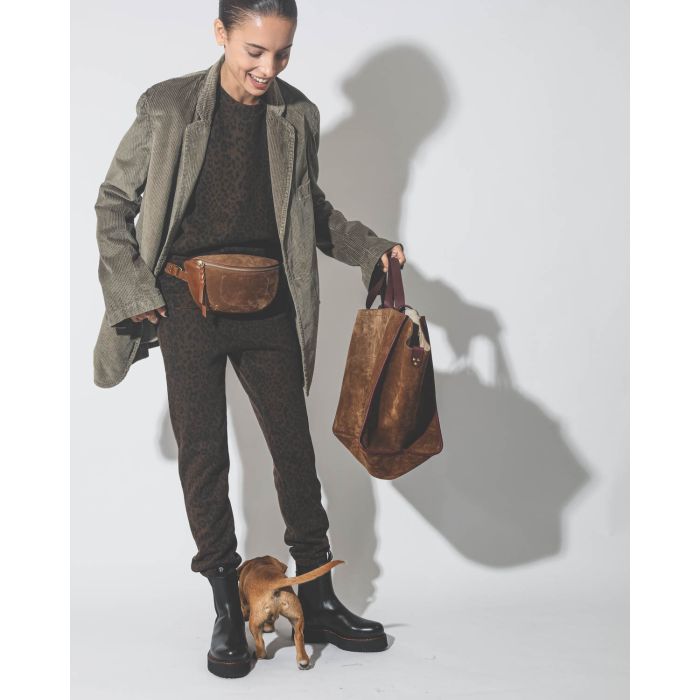 Sac banane Lino tabac Jerome Dreyfuss. Porté à la taille. Coordonné au cabas. 