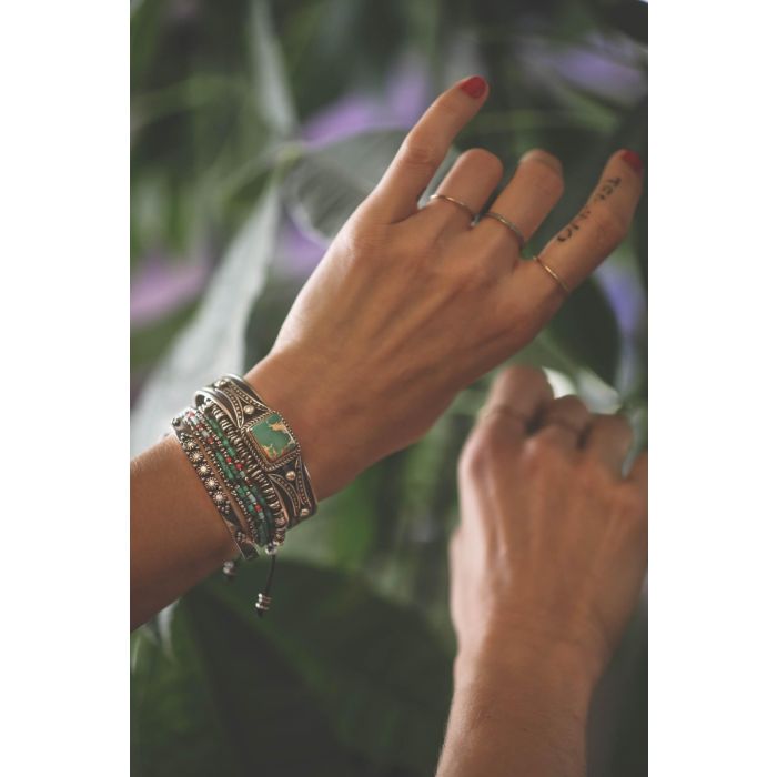 M.Cohen Bracelet Perles Rondes Argent - Labradorite