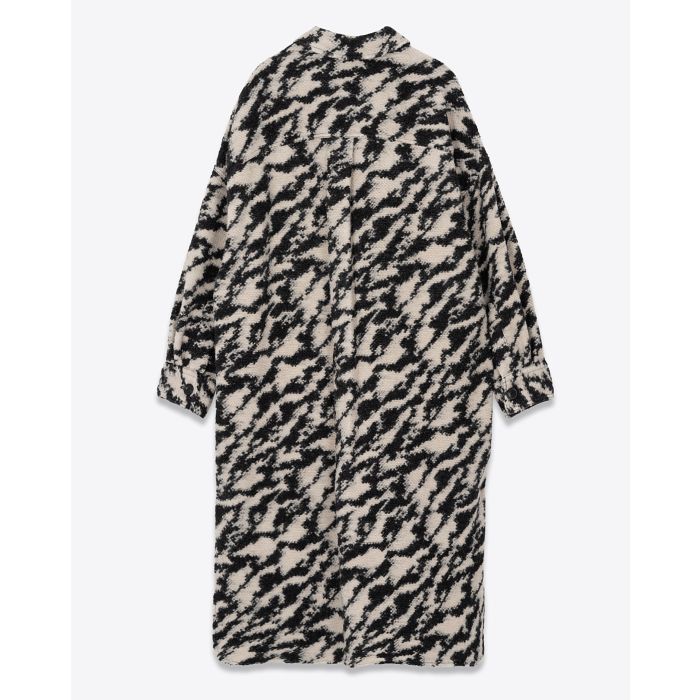 Manteau Fontizi Isabel Marant Etoile imprimé noir et beige. Vue dos. 