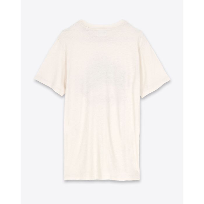 Tee-shirt manches courtes imprimé placé devant tiare Révolution en coton écru Zewel Isabel Marant Etoile. Dos uni.