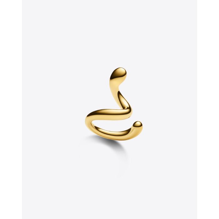 Ear Cuff Oil Whirl Maria Black en argent plaqué or. Vue de face oreille droite.