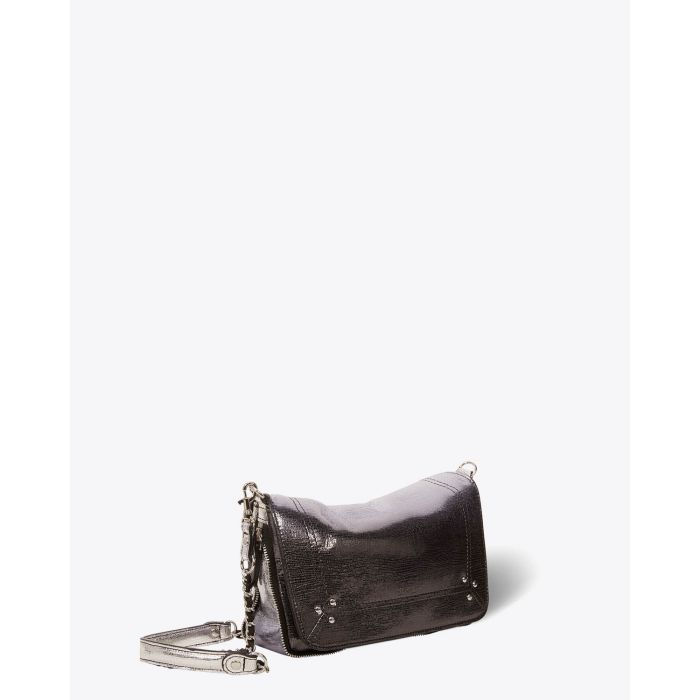 Mini sac Bobi S Jérôme Dreyfuss en cuir de chèvre lamé dégradé noir. Profil.