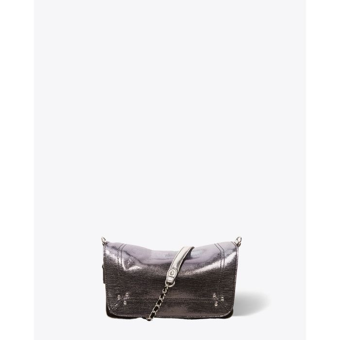 Mini sac Bobi S Jérôme Dreyfuss en cuir de chèvre lamé dégradé noir.