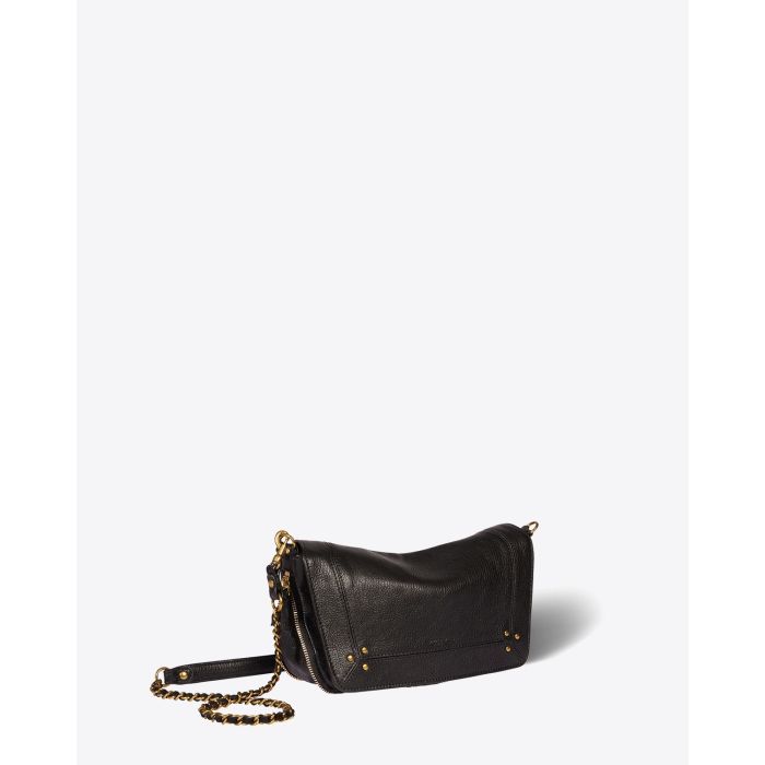 Mini-sac Bobi S Jérôme Dreyfuss en cuir de chèvre noir. Profil.
