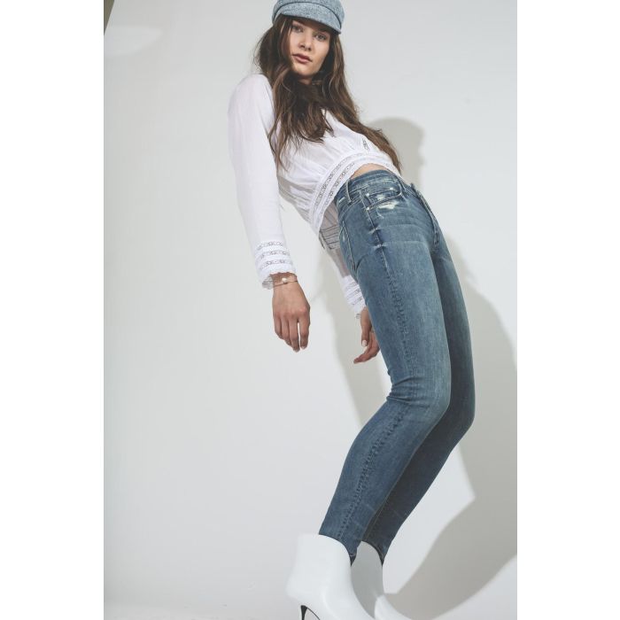 Mother Denim The Looker Skinny - Bleu Clair Graffiti Girl 