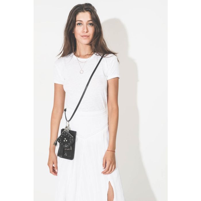 Tee-shirt manches courte uni blanc en lin Koldi Marant Etoile. Porté de face.