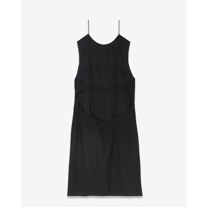 Vautrait Robe courte dos nu Oxana noire. Dos fines bretelles croisées. 