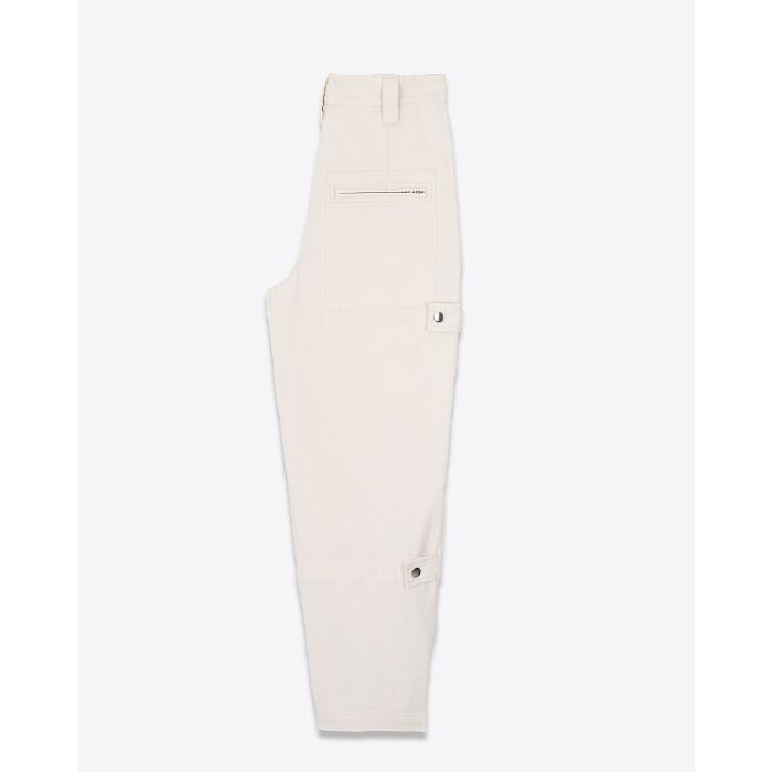 Pantalon large taille haute avec poches Cargo en toile écrue Jannick Isabel Marant Etoile. 