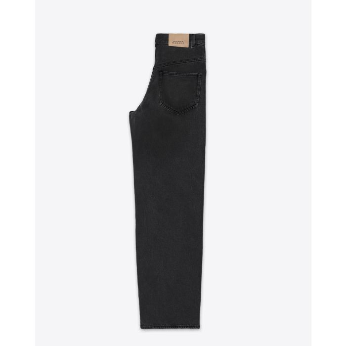 Jean droit Joanny Isabel Marant Etoile en denim noir. Vue profil.