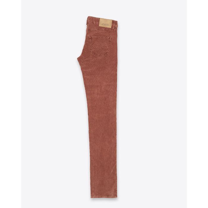 Pantalon Leniya Isabel Marant Etoile en velours côtelé Rust. Vue de profil.