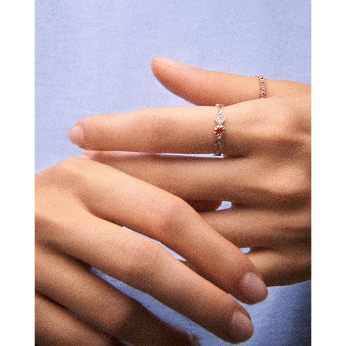 Bague en or et saphir rose Adèle N°1 Pascale Monvoisin. Face.