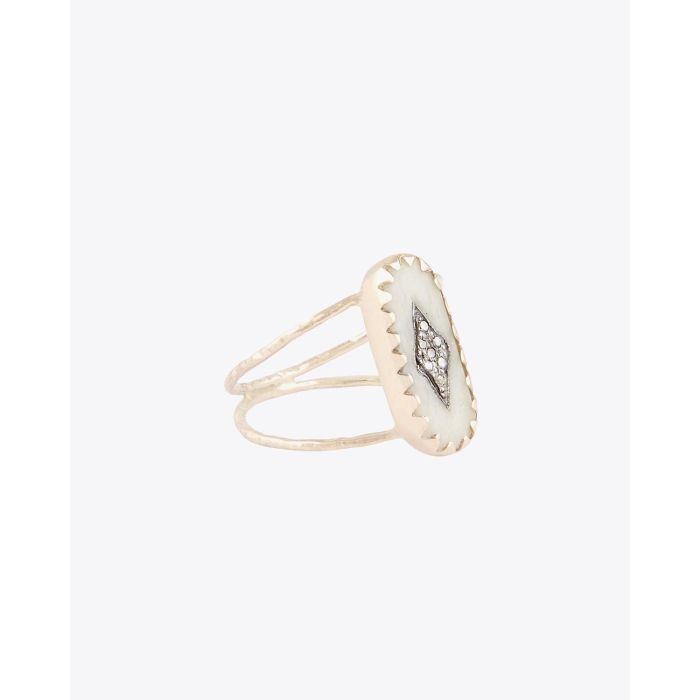 Bague Mahé Pascale Monvoisin Blanche et Diamants. Profil. 