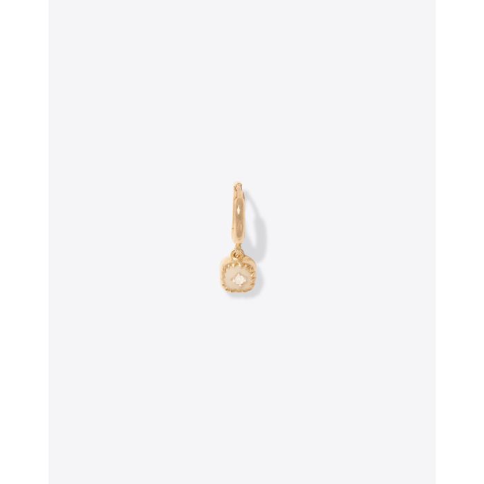 Pascale Monvoisin  Boucle d'Oreille Pierrot blanche en or rose. Face. Vendue à l'unité.
